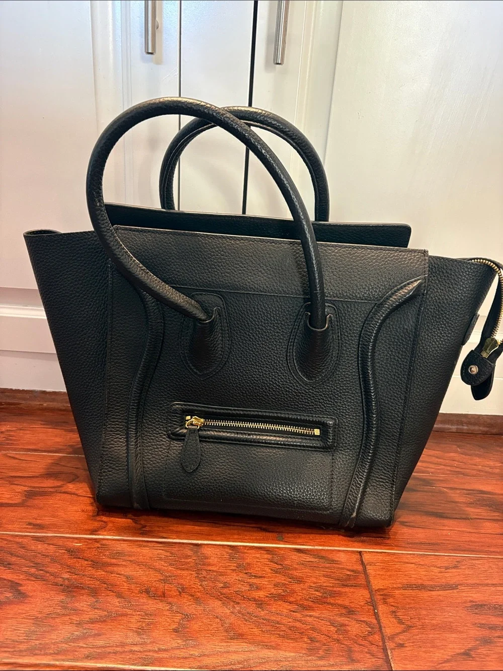 Ainifeel Black Leather Structured Tote Bag - Picture 2 of 4
